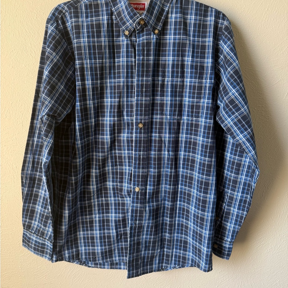 Wrangler Men's Blue Plaid Shirt Small